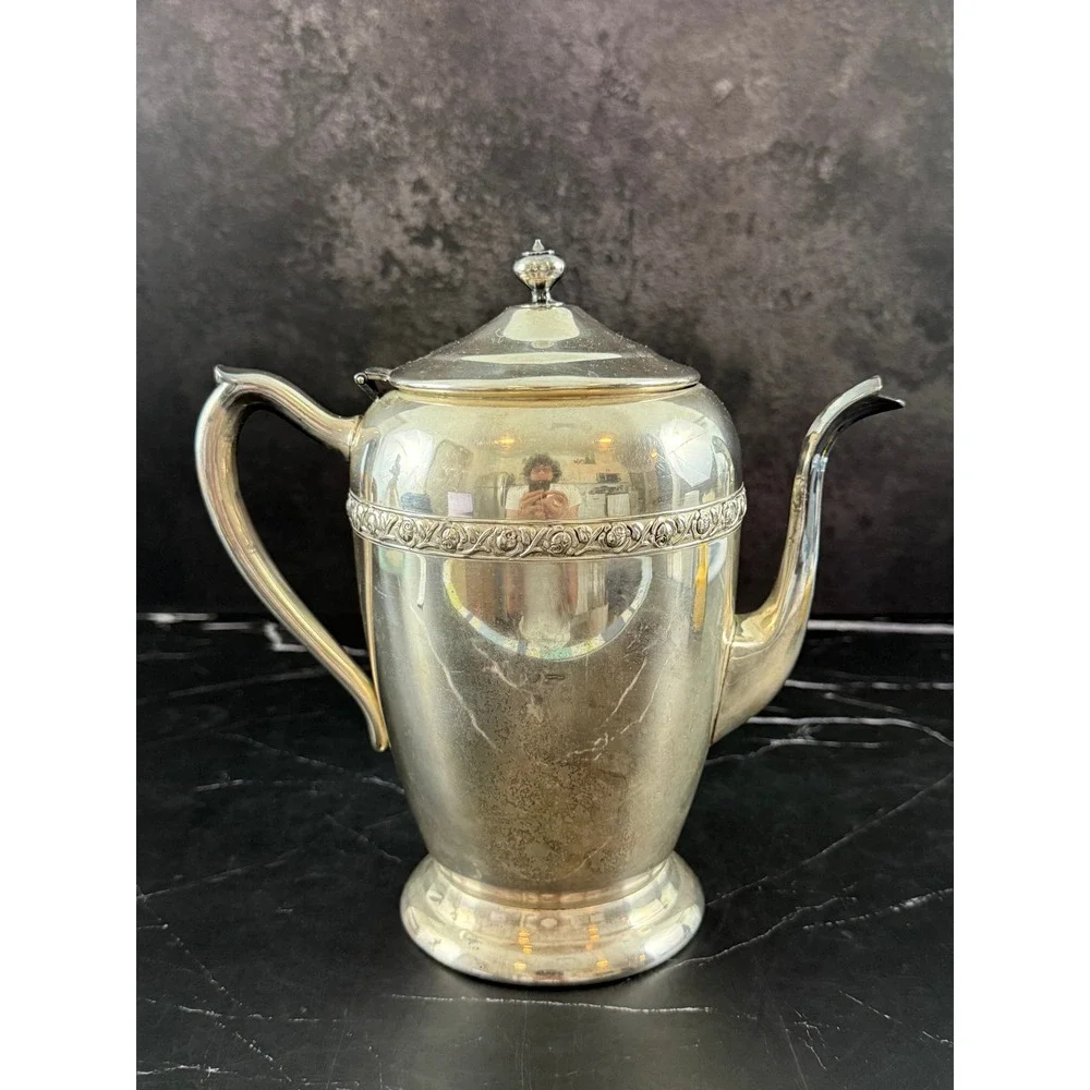 VTG FB Rogers Silver on Copper Coffee Pot Silver Plated 8in Tall
